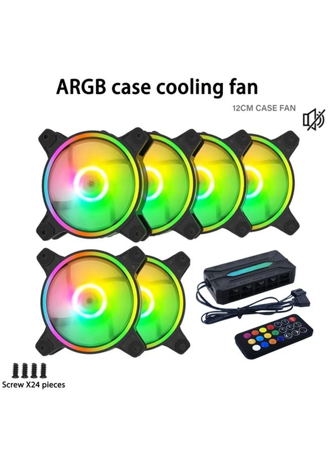 مروحة كمبيوتر بيضاء 6 حزمة ARGB مع محور PWM وجهاز تحكم عن بعد للتبريد - Image 1